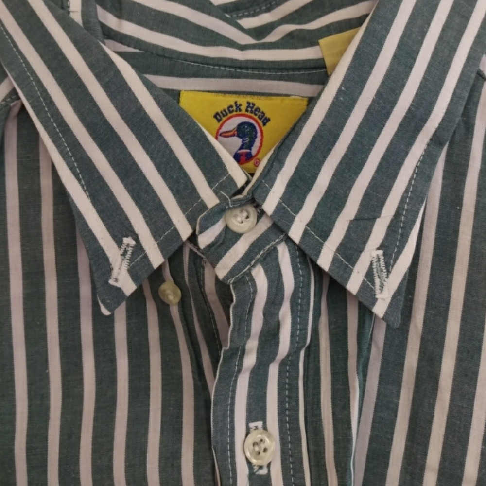 B2G1 Men's green striped button-down